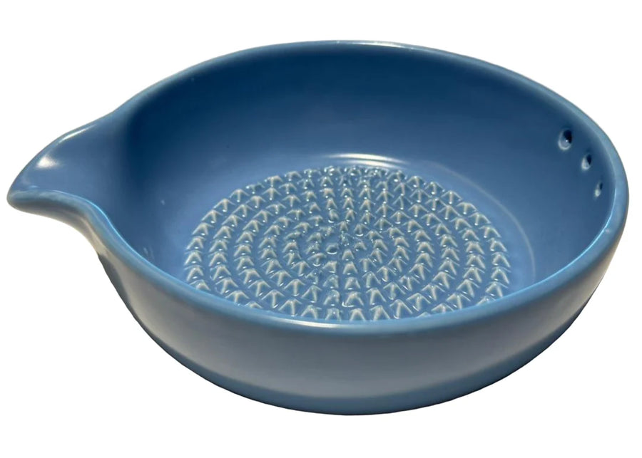 Garlic Grater Bowl with Herb Stripper & Spout – Horizon Blue